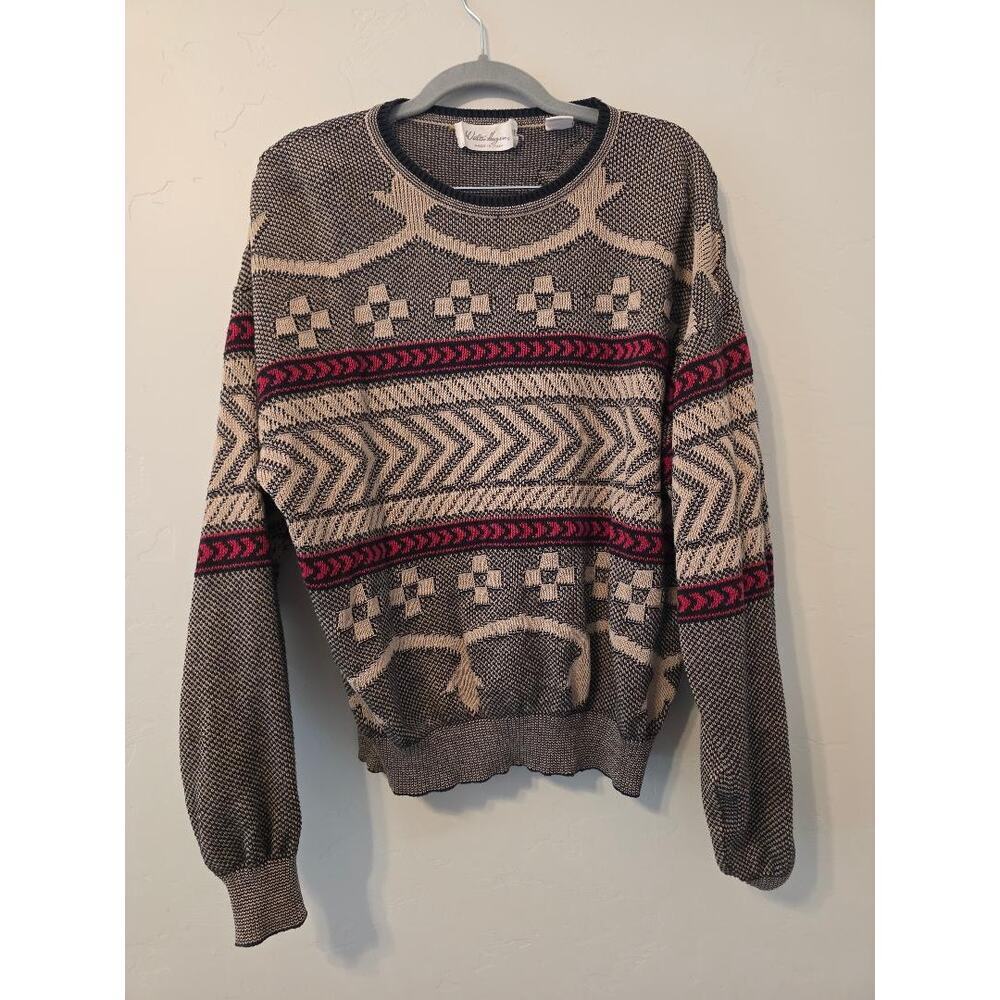 Vintage Walter Hagen Made in Italy Knit Sweater Geometric 90s Euro